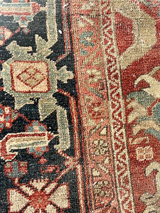Antique 8x 12 Serapi Heriz Hand knotted wool rug as is