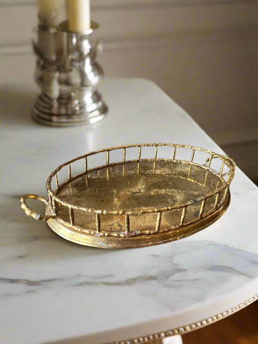 Vintage Brass Bamboo Tray