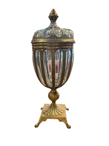 Brass and Glass Bubble Glass Urn