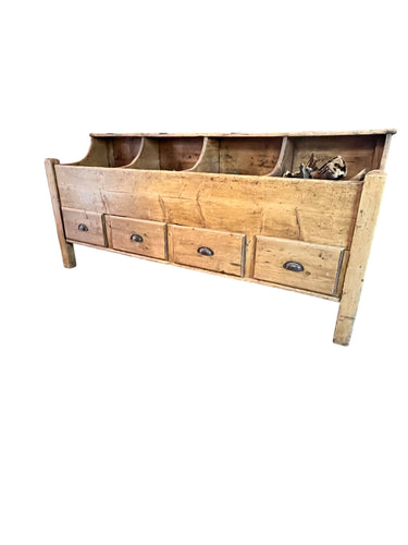 Antique 19th Century Scrubbed Pine English Dry Goods Bin