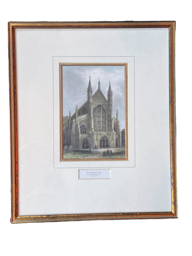 Vintage Lithographic Print Winchester Cathedral