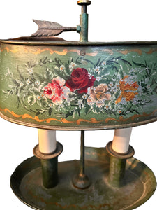 Antique French Tole Painted Bouillotte Mottahedeh Lamp