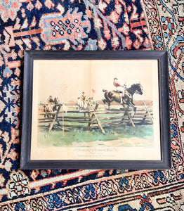 W.S Allen Vanderbilt Hunting Sporting Print Steeplechase at Hempstead Farns - Vintage AnthropologyVintage Anthropology