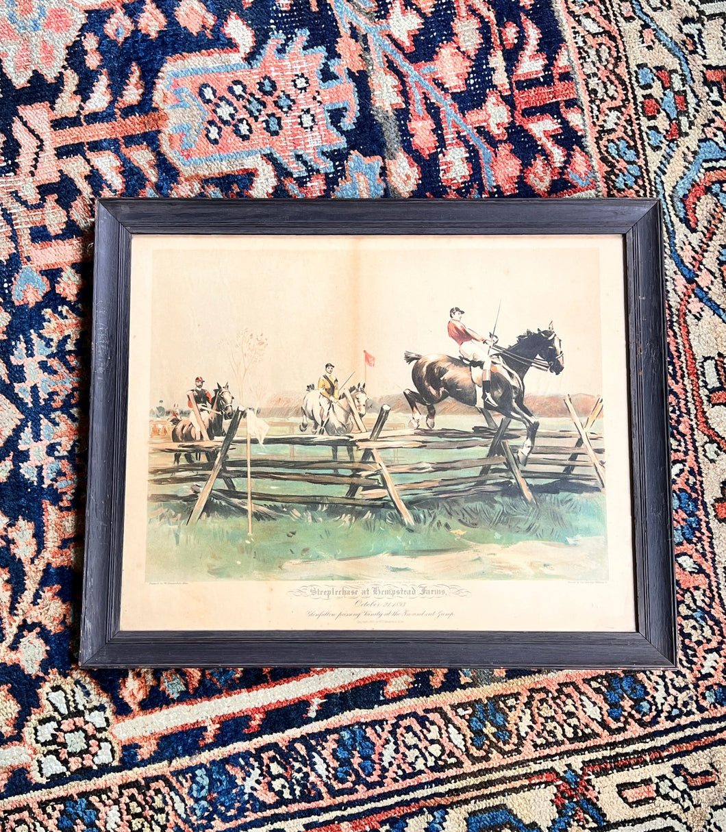 W.S Allen Vanderbilt Hunting Sporting Print Steeplechase at Hempstead Farns - Vintage AnthropologyVintage Anthropology