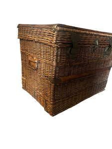 Antique French Wicker Travel Trunk