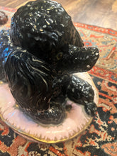 Load image into Gallery viewer, Vintage 1950s chalkware poodle on a pillow extra large