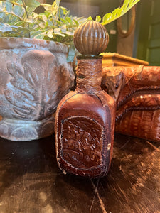 Antique Leather wrapped Square Decanter Bottle