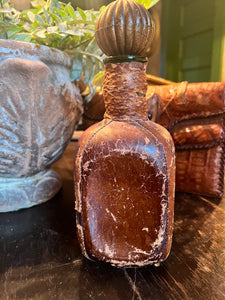 Antique Leather wrapped Square Decanter Bottle