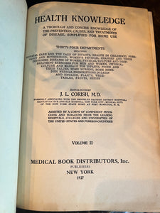 Antique medical book health knowledge, 1927