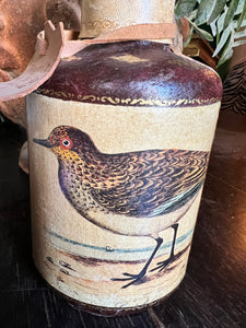 Antique Leather wrapped Bird Decanter Bottle