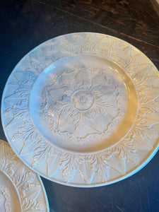 Vintage Cream White Majolica Leaf Plates 5 Pieces