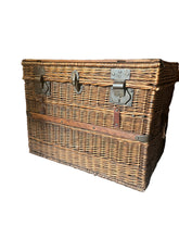 Load image into Gallery viewer, Antique French Wicker Travel Trunk