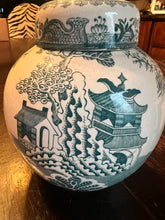 Load image into Gallery viewer, Mason’s Vista ironstone, green, and white transferware Ginger jar ￼