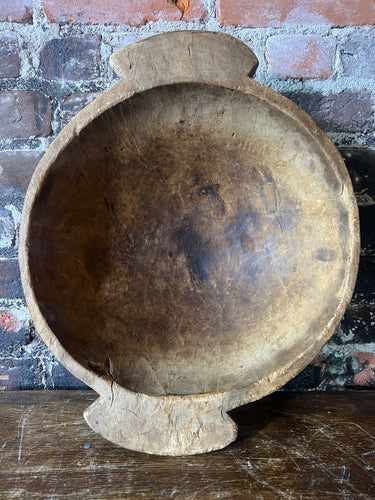 Antique French Handled Wood Bowl