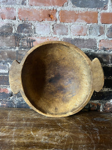 Antique French Handled Wood Bowl