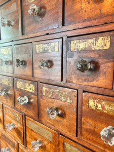 Antique English Apothecary Chest Cabinet of Drawers