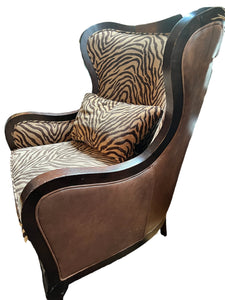 Arhaus Leather & Zebra Fabric Chairs - Vintage AnthropologyVintage Anthropology