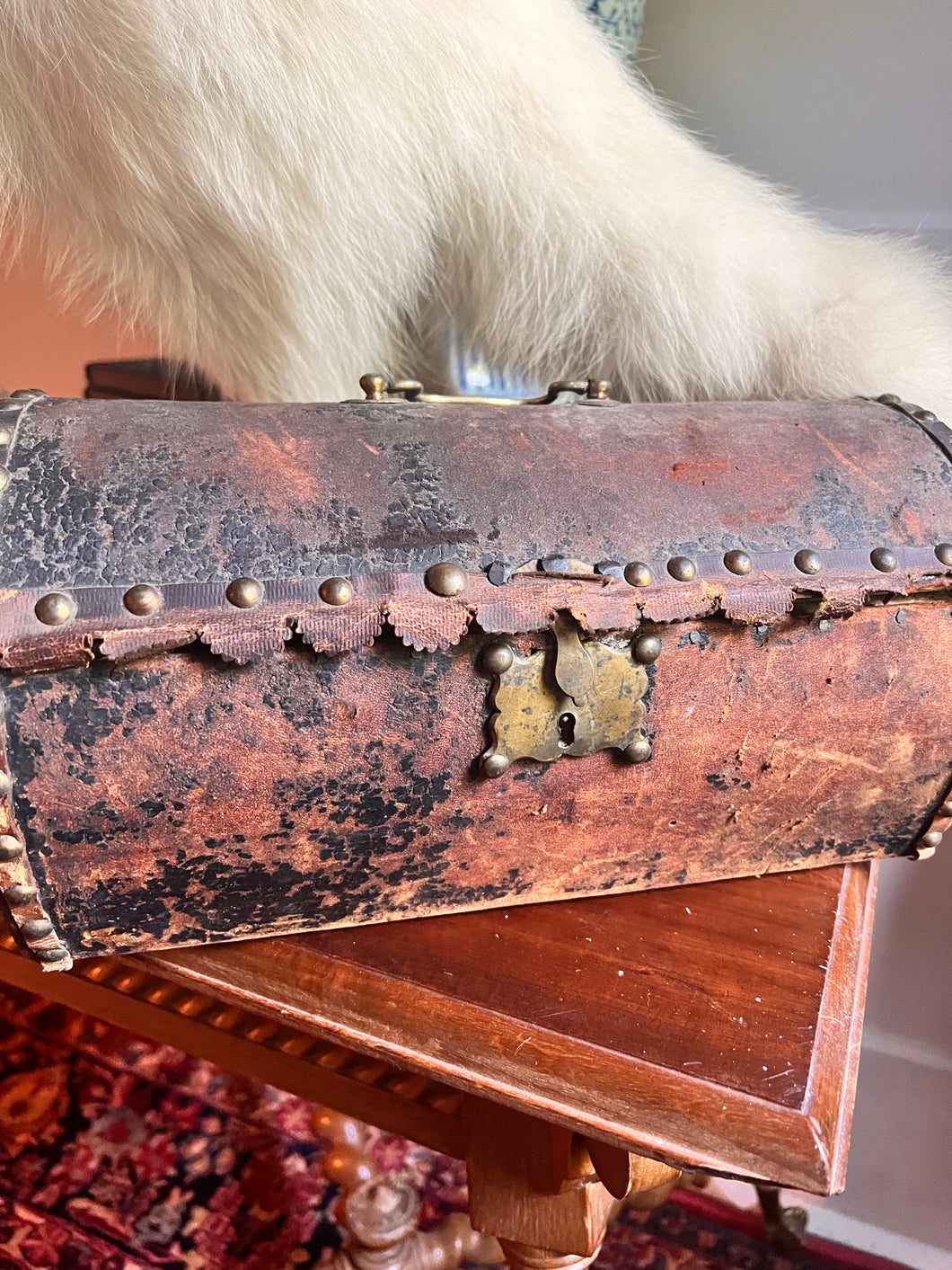 Antique English Diminutive Rounded Travel Trunk