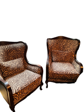 Load image into Gallery viewer, Arhaus Leather &amp; Zebra Fabric Chairs
