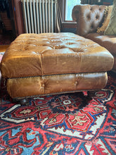Load image into Gallery viewer, Restoration hardware, Cambridge Chesterfield, Leather Tufted, cocktail ottoman