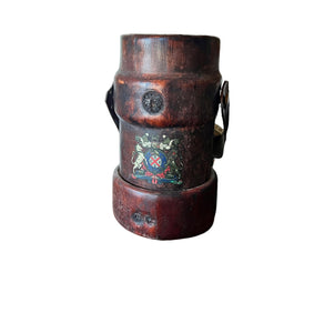 Antique English Leather Cordite Canister