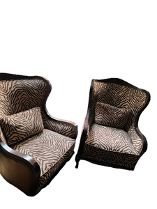 Arhaus Leather & Zebra Fabric Chairs