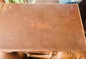 Antique leather British leather luggage suitcase