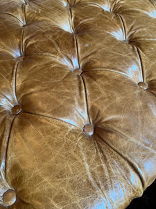 Restoration hardware, Cambridge Chesterfield, Leather Tufted, cocktail ottoman