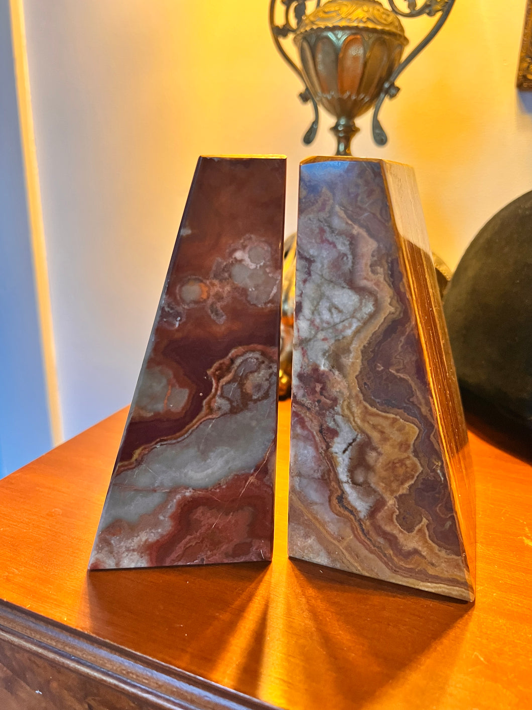 Vintage Agate Stone Bookends