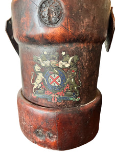 Antique English Leather Cordite Canister